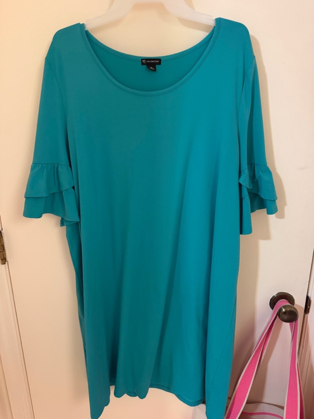 new directions Teal Ruffle Sleeve Women's Top